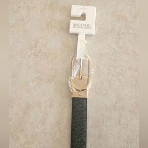 Michael Kors Genuine Leather Reversible Belt with Gold Buckle NWT